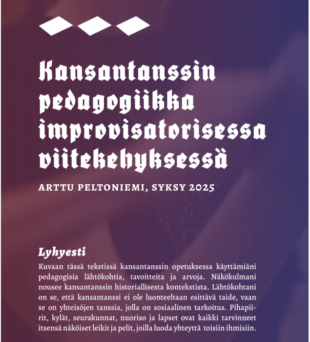 Kansantanssin pedagogiikka improvisatorisessa viitekehyksessä
